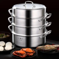 Stainless steel 3 layers steamer cooker rice roll steamer Multi-layer Bottom steam pot multi-function steamer pots for cooking