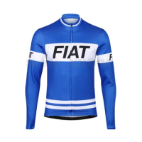 Retro Cycling Jersey Men Long Sleeve Winter Fleece &amp; No Fleece Bike Jersey Blue Bicycle Clothing