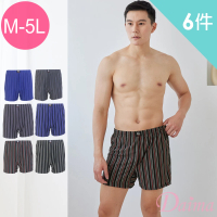 【Daima 黛瑪】MIT大尺碼M-5L 男平口褲竹炭經典條紋透氣內褲(6件組)