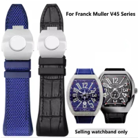 Nylon Genuine Leather Silicone Watchband Folding Buckle Watch Straps 28mm For Franck Muller V45 Series Watch Bracelet