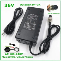 36V Li-ion E Scooter Charger Electric Bike Lithium Battery Output 42V3A Charger 3 Pin GX16 Female Connector XLRF XLR 3 Sockets