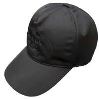 PRADA CAP 義大利製品牌徽章刺繡尼龍棒球帽(黑/1HC179)