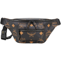 MCM FURSTEN MAXI VISETOS 中款 經典老花皮革胸肩背/腰包(黑色)