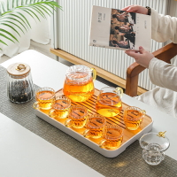 玻璃茶具套裝家用耐熱耐高溫功夫茶杯茶壺客廳辦公會客小茶盤托盤