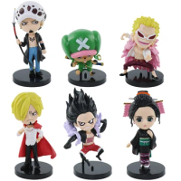 6pcs/set One Piece Anime Figure Q Version Luffy Sanji Chopper Wano Country Action Figurine PVC Collectibles Action Figures Toys