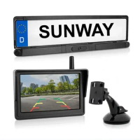 Sunway 5 Inch IPS HD Car Monitor Solar Wireless Car Reversing Aid EU License Plate RearView reverse Camera with Parking Sensor