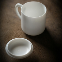 德化白瓷水杯手工陶瓷禮品家用隨手辦公個人帶蓋杯大容量茶杯