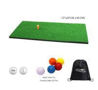 Posma HM040AA 高爾夫球練習打擊墊(30cm＊60cm)+Posma 高爾夫球+5色室內發泡練習球+Posma黑色束口後背包