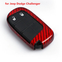 Vỏ chìa khóa sợi carbon màu đỏ cho Jeep, Dodge, Challenger, SRT Hellcat, SXT, R/T và GT