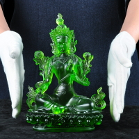 琉璃綠度母佛像擺件二十一度母之主尊觀世音菩薩像工藝品佛堂供奉