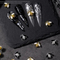 10pcs Luxury Alloy Nail Art Charm 3D Crystal Alloy Bee Diamonds for Nail Jewelry DIY Keen French Nail Rhhinestone Supplies