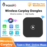 Podofo Carplay Ai Box Wireless CarPlay Car Adapter Apple Wireless Carplay Dongle Plug Play