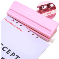 Candy Color Metal 6 Hole Punchers A4/A5/A6/B3/B4/B5 Standard Leaf Paper Punch 6 Hole Adjustable Punch Planner Scrapbooking Tool