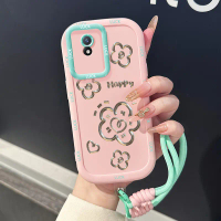 Casing Hp untuk VIVO Y02 Y02A Y02T Y11 2023 Case Casing Cinta silang pola Puff Tali Hanging Case Pon