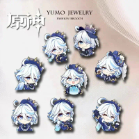 Pin Lencana Focalor Fontaine, Furina, Anime Genshin Impact, Kerongsang Wanita, Tokoh Cosplay Kreatif