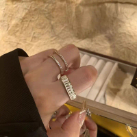 Gaya Sosialita~3Set Cincin Pita Polos Berhiaskan Berlian Cincin Berkelas Tinggi untuk Wanita Desain 