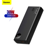 Baseus 30W 20000mAh Power Bank Portable Charger PD Fast Charging External Battery Charger Powerbank For iPhone 13 12 11 pro max
