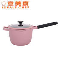 意美廚 IC17820P DAZZLE III 鋼化鑄鋁雲石紋陶瓷易潔高身單柄煲連玻璃蓋 20 x 14cm / 3.4L 粉紅色 香港行貨