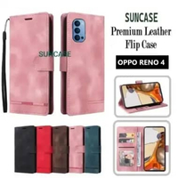 SUNCASE Oppo reno 4 cover hp model dompet multi fungsi flip case wallet leather SUNCASE RED