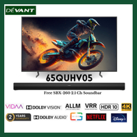 DEVANT 65QUHV05 65 inch Ultra HD (UHD) 4K Quantum Smart TV - Netflix, YouTube and FREE Soundbar