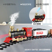 Electric Train Set Classic Toy Train Long Track With Smoke, Light &amp; Sounds, Gifts For 3 4 5 6 7 8+ Year Old Kids