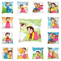 Heidi Girl Pillow Decor Home Cute Alps Cartoon Mountain Outdoor Cushions Square Pillowcase
