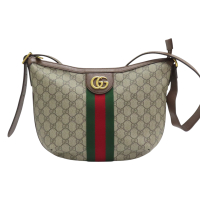 【二手名牌BRAND OFF】GUCCI 古馳 棕色 GG Supreme 帆布 Ophidia 小型 肩背包 598125