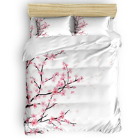 ﹊♠۞春櫻花羽絨被套套裝 2  3  4 件套床上用品帶枕套床套裝家用紡織品舒適套裝 - 床