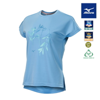 女款瑜珈短袖T恤 K2TAA70221（淺藍）【美津濃MIZUNO】