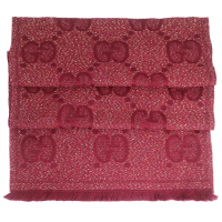 【GUCCI 古馳】品牌標誌羊毛圍巾(紅色)