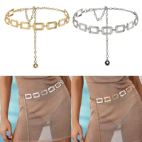 Adjustable Women's Chain Belts Metal Gold/Silver Western Cowgirl Waist Chain Belt Decorated Waist Belt