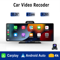 Car DVR 10.26 inch Wireless CarPlay ADAS WiFi AUX Dash Cam Android Auto GPS FM BT Rearview Camera Video Recorder Dashboard