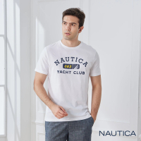 【NAUTICA】男裝 時尚LOGO旗語短袖T恤(白色)