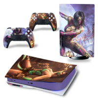 GAME Girls Fighter Anime PS5 Skin Sticker Vinyl PS5 Disk Version Skin Sticker digital decal Cover for PS5 Console and Controller