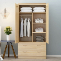 衣櫃實木簡約經濟型組裝原木臥室整體大衣櫥兒童兩門松木衣櫃