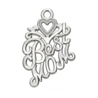 RAINXTAR Fashion Alloy Love Best Mom Letter Charms For Mother's Day 19*27mm 10pcs AAC1664