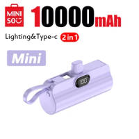 Miniso 10000mAh Wireless Power Bank Mini Capsule Charging Powerbank Supply Emergency External Battery Portable For Type-c iPhone