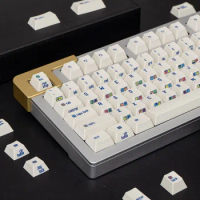 C64R2 Keycaps for Mechanical Keyboard White Vintage 153 Keys Side Print PBT Dye Sublimation Cherry Profile GK61 Anne Pro 2