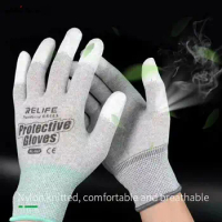 Nylon Knitted Anti static Gloves Electronic Working Gloves Phone Repair Tools PU Palm Coated Finger Gloves for Finger Protector