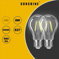 陽光 - LED燈膽(復古A60燈絲球泡) - 6W / E27大螺頭 / 白光6500K #LED球膽 #LED燈泡 (LFGAC-6E27D)