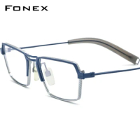 FONEX Pure Titanium Glasses Frame Men New Retro Vintage Square Eyeglasses Eyewear DTX105