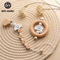 Let's Make 1pc/1set Wooden Pacifier Chain Holder For Nipples Baby Rattles Crib Mobiles Kids Stroller Accessories Baby Crib Toys