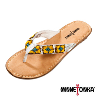 MINNETONKA - 民族風配色串珠夾腳拖鞋 - 白色