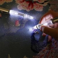 Huacan Diamond Painting Led Pen Embroidery Luminous Point Drill Lighting Pen Diamond Accessorie Professional Cross Stitch Tool