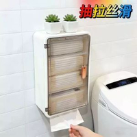 衛生間免打孔壁掛櫃化妝品護膚品收納盒廁紙盒浴室防水防潮置物架