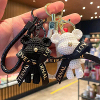 Beruang resin wol beruang gantungan kunci lucu kreatif perhiasan kunci liontin tas boneka liontin ga