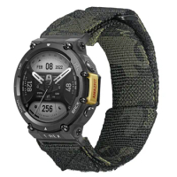 Hemsut Watch Bands For Huami Amazfit T-Rex 2/T-Rex 1/Pro Millitary Camouflage Nylon Sports Strap With Woven Loop Design