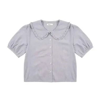 3Second Women's Blouse Shirt Boxy Fit Puffed Sleeve Debora C030924 M Grey