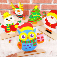 聖誕節 DIY彩繪 聖誕木質材料包 立體 聖誕老人 兒童手作 聖誕樹 木板裝飾【BlueCat】【RXM0349】