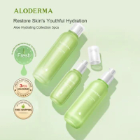 ALODERMA Natural Aloe Vera Hydrating Skin Care Set 3 Pieces Moisturizring Facial Skincare Products Kit(Toner+Lotion+Serum)